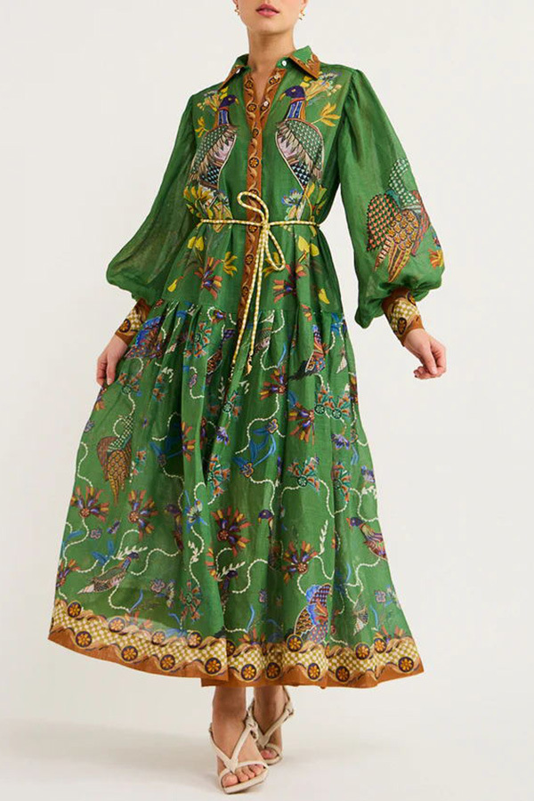 Abito da donna a maniche lunghe con stampa cardigan alla moda_voghion.com