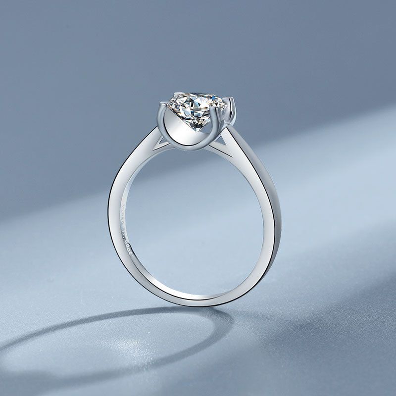 Bague de mariage en argent pur avec diamant Mosang pour femme, classique, tête de taureau, légère, luxueuse, imitation 1 carat, Internet_voghion.com