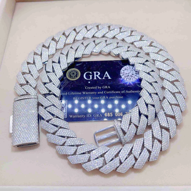 Iced Out Pass Diamond Tester Sterling Sier ketting Vvs Moissanite Cubaanse schakelketting_voghion.com