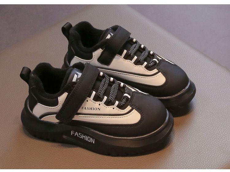 Children's velvet platform sports shoes autumn and winter new boys handsome color matching casual shoes girls running shoes_voghion.com