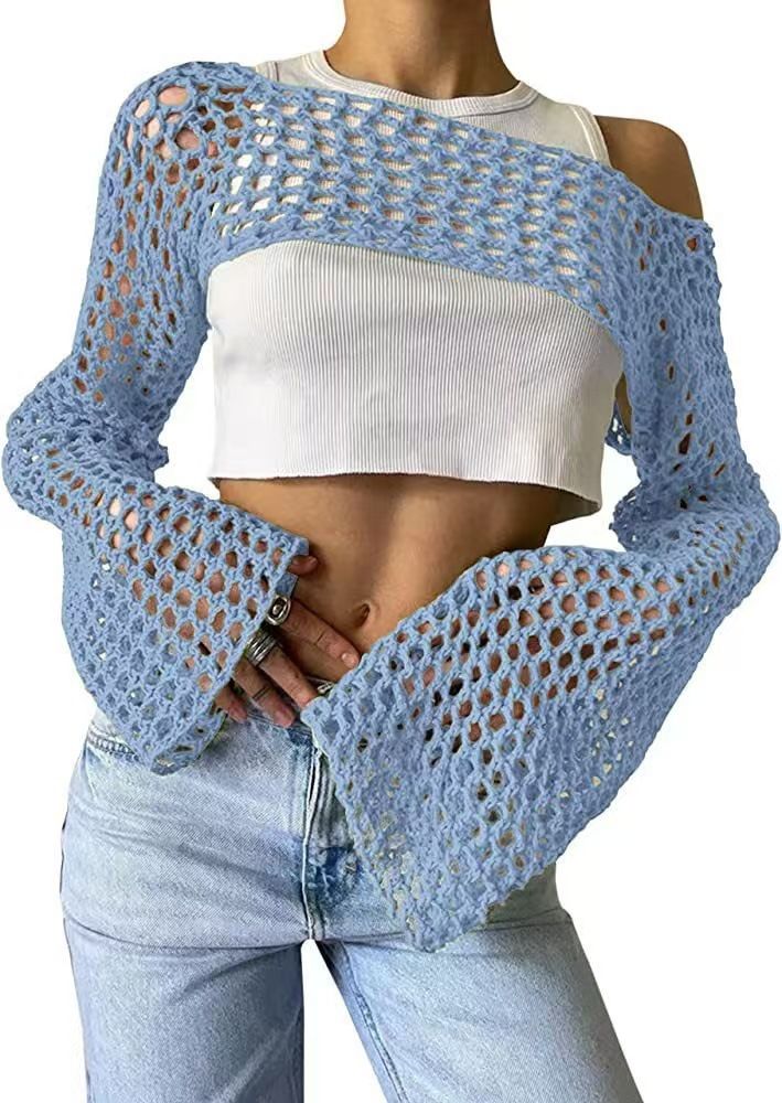 Women's Crochet Knit Top Lace-Up Boho Beach Cover-Up Short Sleeveless Summer Casual Streetwear Fashion_voghion.com