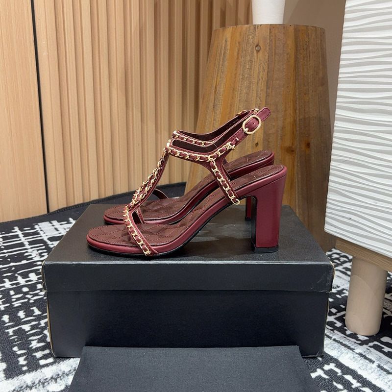 Forst Styl On-Strap Mtal Chain Summr Thick-Sold Wdg Sandals For Ptit Hight Incras Opn-To Buckl Small_voghion.com