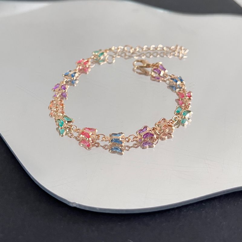 Modeschmuck Buntes einlagiges Schmetterlingsarmband in Bonbonfarbe_voghion.com