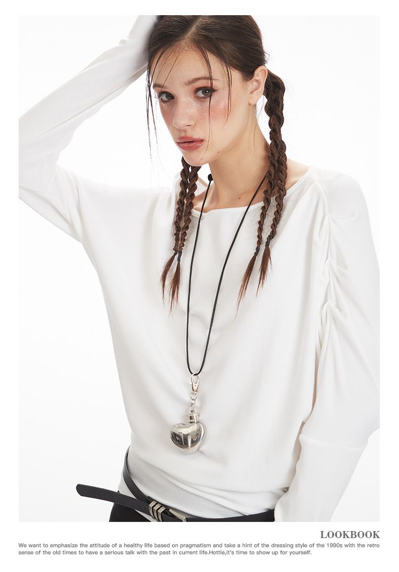 Abbigliamento da donna Top da donna con scollo asimmetrico - Camicetta avvolgente a maniche lunghe slim fit Tendenze moda più vendute_voghion.com