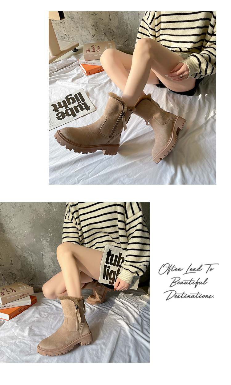 Large size thick warm snow boots for women winter new boots for women cotton shoes for women zipper plus cashmere cotton boots_voghion.com