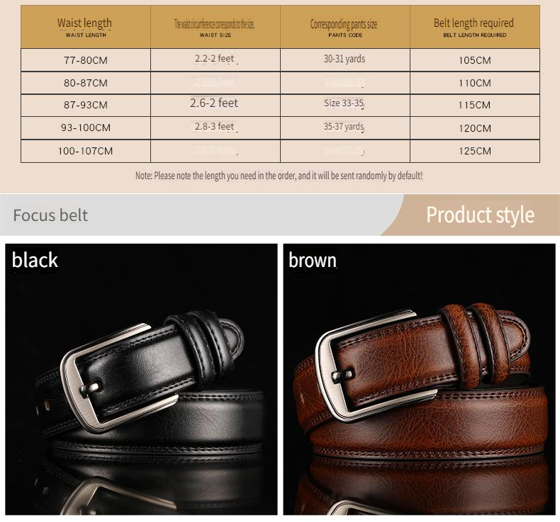 Oryginalny skórzany pasek męski ze sprzączką, szerokość 2-4 cm, różne rozmiary (110-130 cm), 4 kolory, sprzączka ze stopu, swobodny i minimalistyczny, do pracy na co dzień_voghion.com