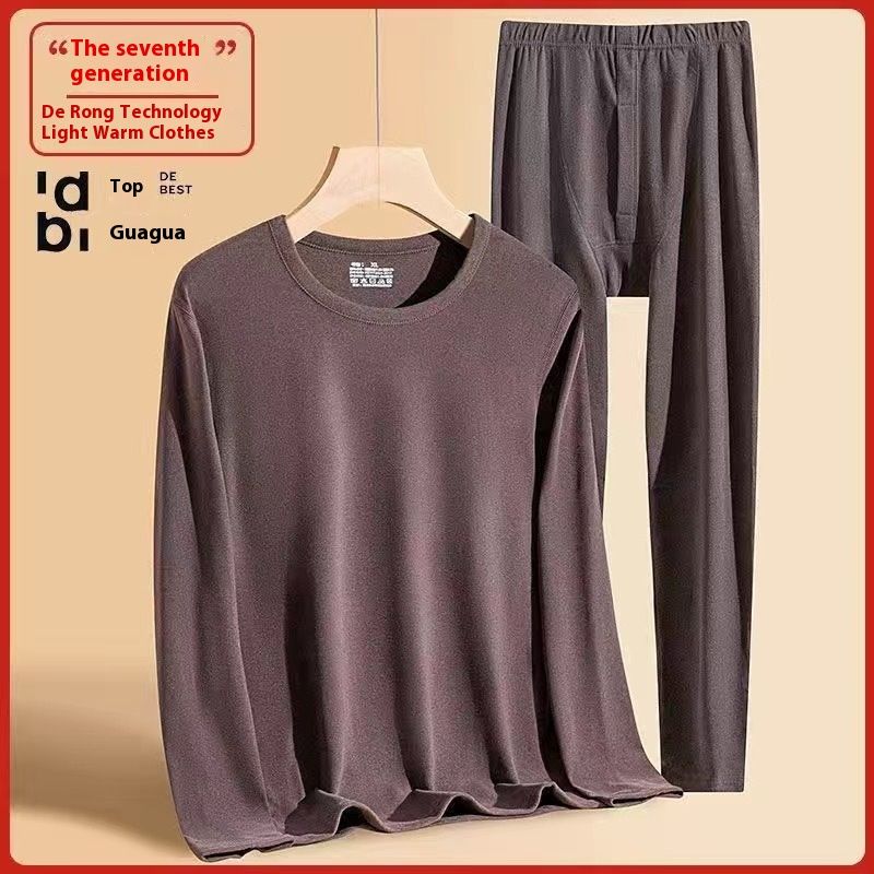 Y conjunto cálido de terciopelo alemán de invierno para hombre, ropa interior de cuello medio alto, camisa inferior, ropa superior antifrío, otoño_voghion.com