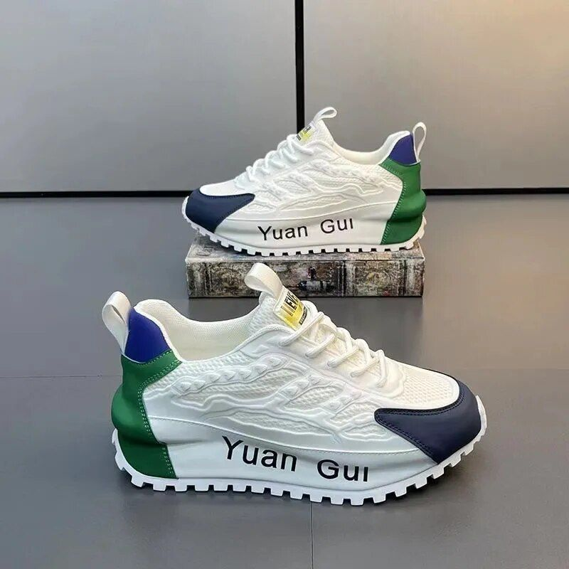 Designer klobige Turnschuhe Männer Laufschuhe Mode lässig atmungsaktives Ledernetz erhöht interne dicke Plateaus chuhe_voghion.com