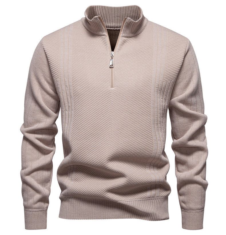 Herren Winter Strickpullover Jacke mit Stehkragen & Fleecefutter – Stylischer Casual Pullover für urbane Mode_voghion.com