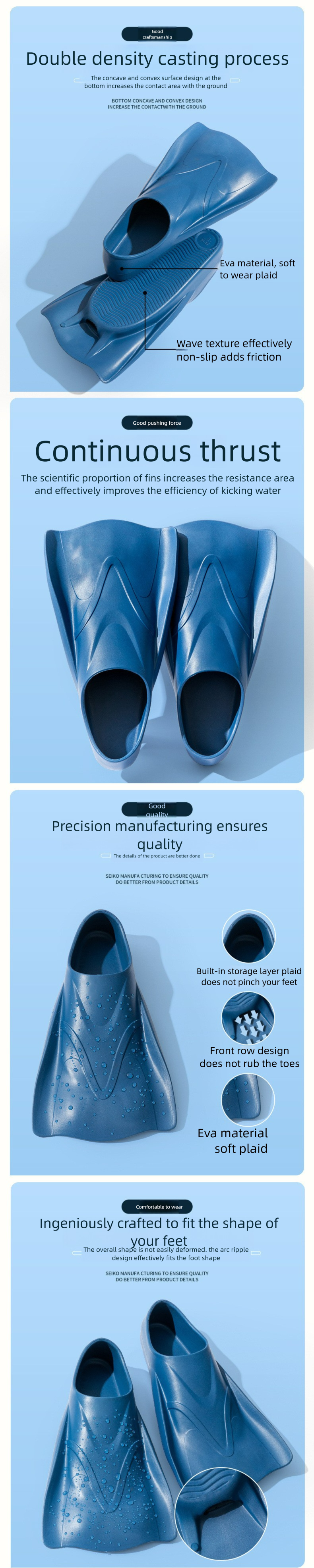 Flossenschwimmen, Freistil-Brustschwimmtraining für Erwachsene, kurze Entenfußschuhe, Tauch- und Schnorchelausrüstung aus Silikon_voghion.com