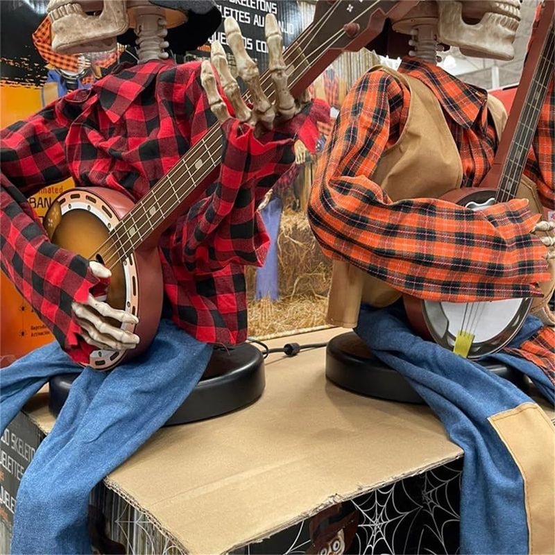 Cross-border Halloween Animated Banjo Skeletons Halloween skeleton decoration ornaments_voghion.com