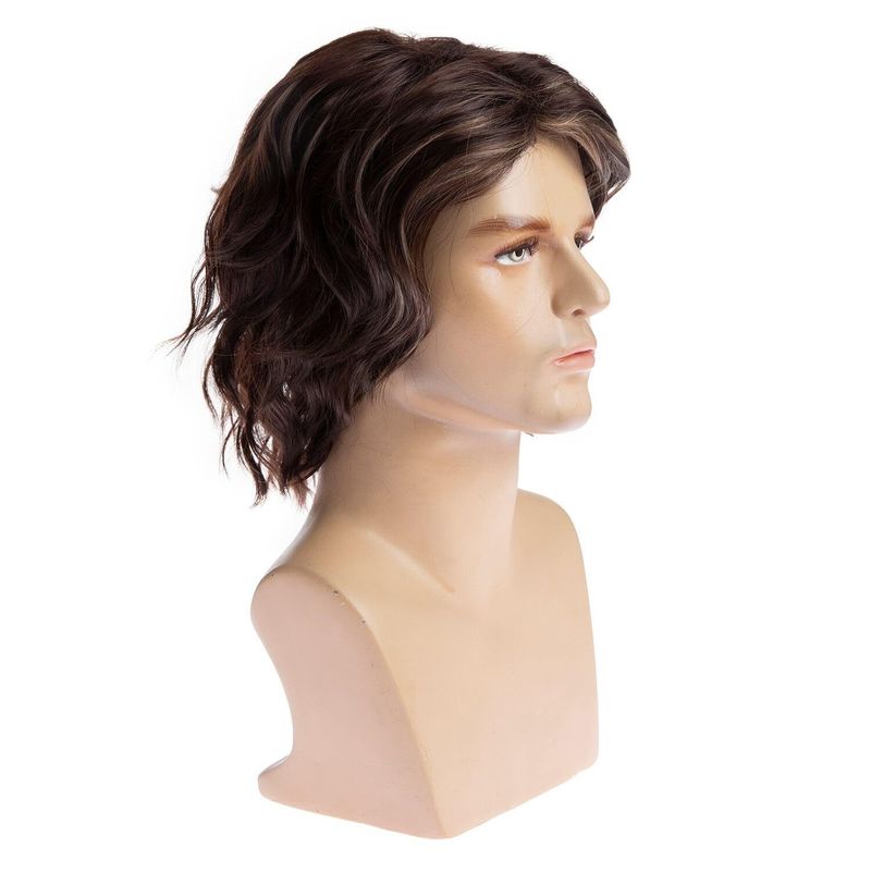 Synthetic Clip-in Fashion Wigs Men's Short Curly Wigs Dark Brown Short Curly Wigs_voghion.com