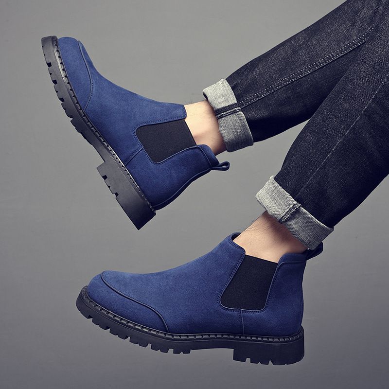 Fur Martin Boots Men's Round Head Platform Short Boots Medium Help Desert Boots Matte Leather Men_voghion.com