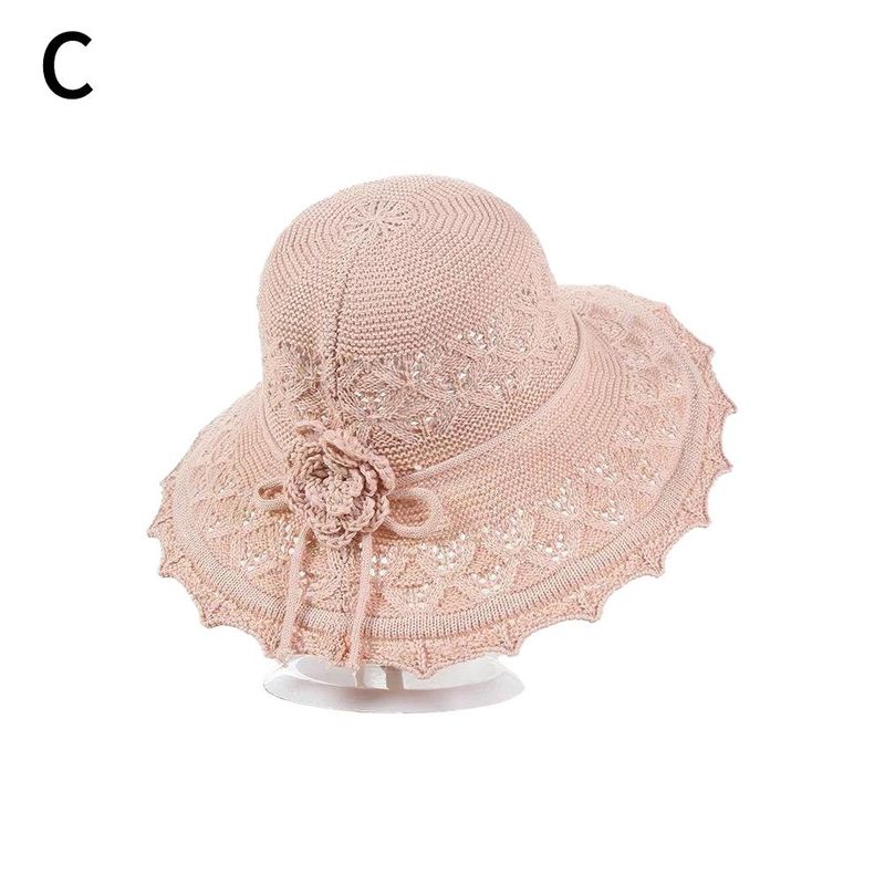 Chapeau de protection solaire à large bord pour femme, 1 pièce, en paille, pliable, pour l'été, la plage, la mode_voghion.com