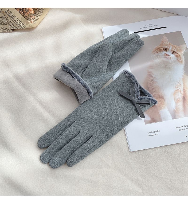 Guanti invernali da donna con touch screen, per guida e ciclismo, in pile spesso per isolamento dal freddo e calore, versione coreana_voghion.com