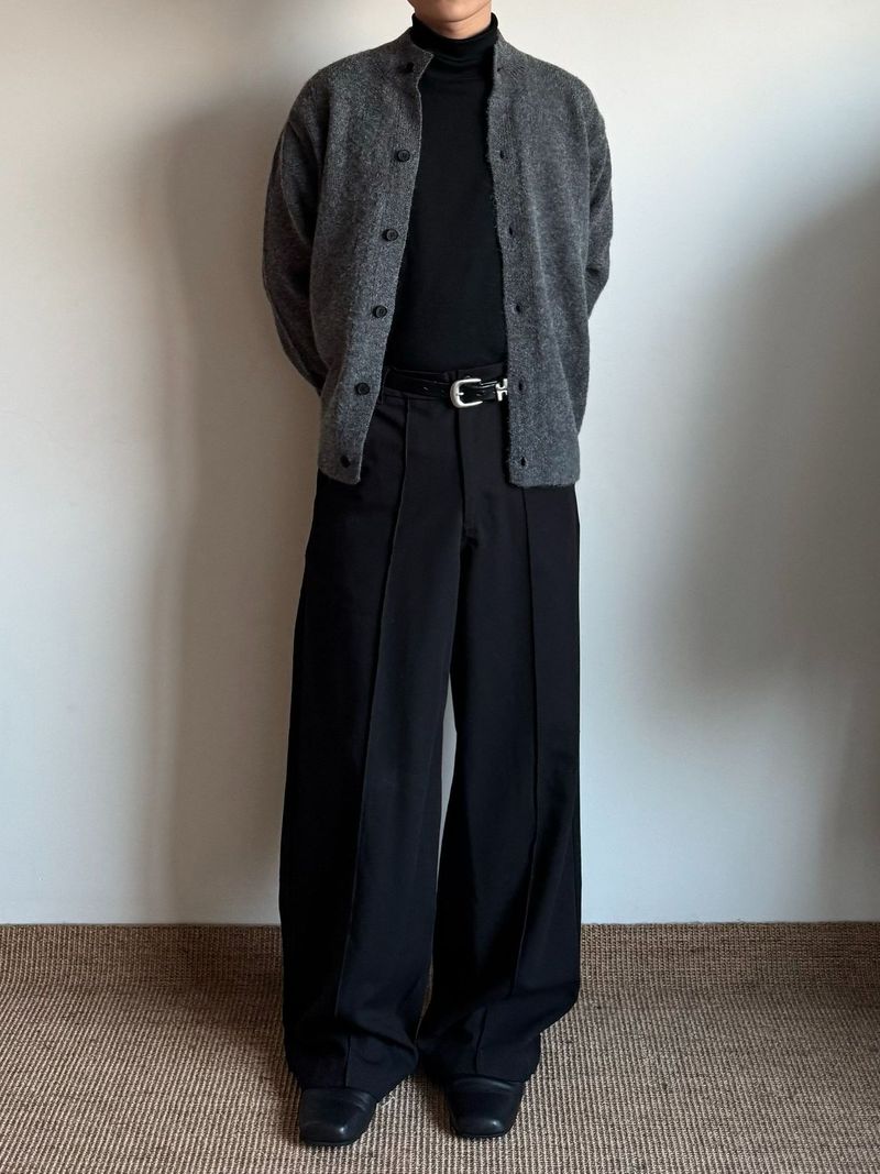 Autumn Winter Floral Wool Blend Half Turtleneck Sweater Unisex Cardigan Old Money Brown Gray Versatile Cleanfit_voghion.com