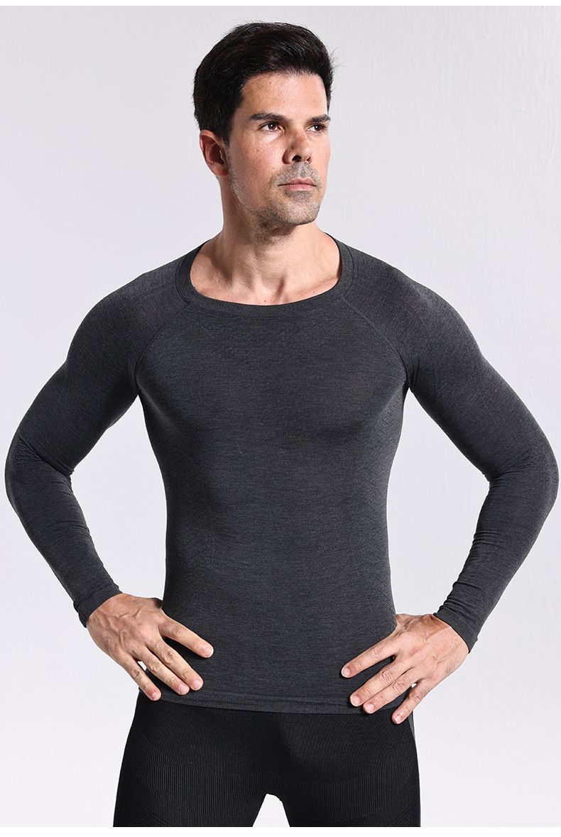 Autumn And Winter Merino Wool Quick-Dry Compression Sweat-Wicking Thermal Functional Hiking Skiing Breathable Long_voghion.com