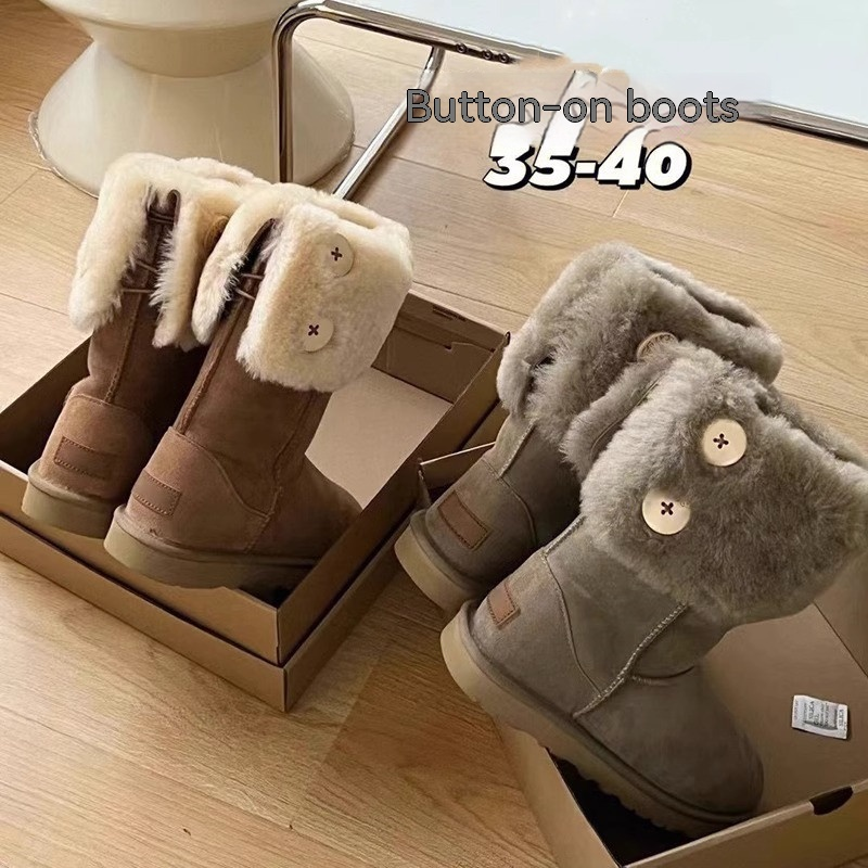 2023 winter new Europe and the United States hot button two wear snow boots female sheep fur one velvet inside warm mid-calf boots_voghion.com