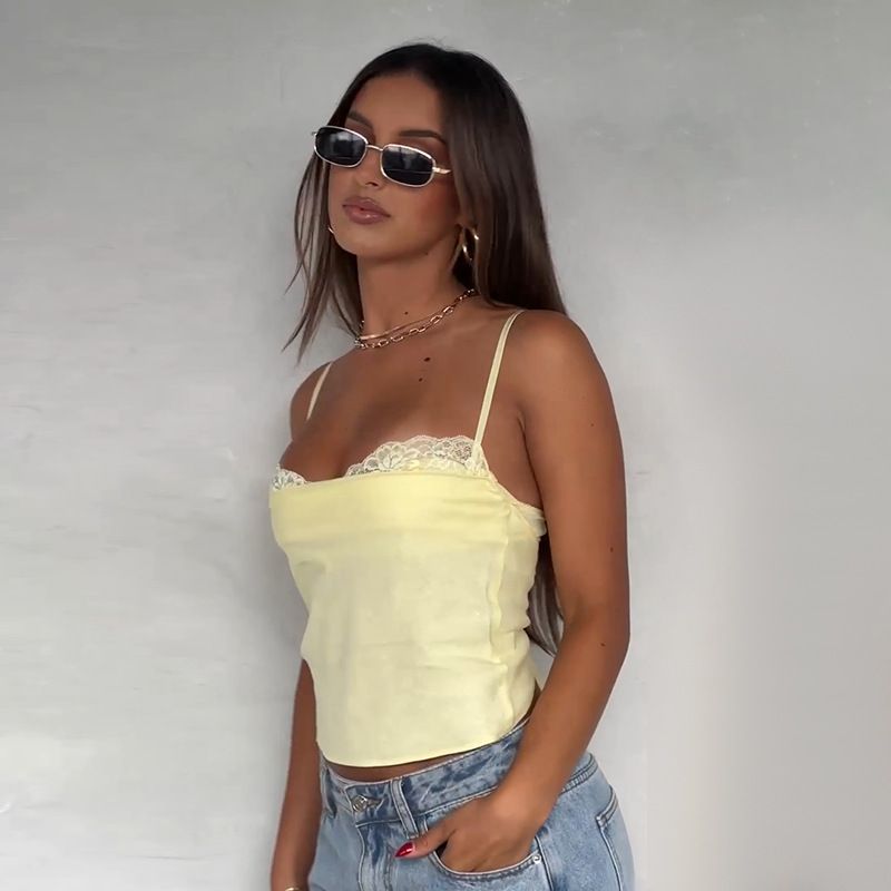 Bretelle in pizzo tinta unita con cuciture, aderenti, per ragazze calde, estive, da donna_voghion.com