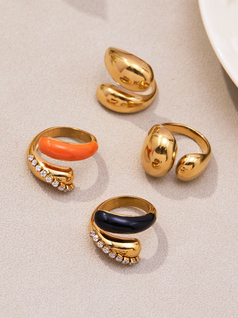 Square Sugar Chubby Two Color Electric Open Ring Ins Stainless Steel Drip Oil Zircon Finger Ring_voghion.com