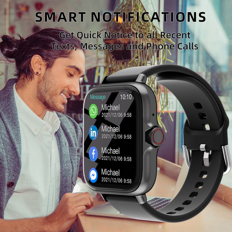 Smart Watch With Heart Rate & Blood Pressure Monitoring, Step Counter, Bluetooth Connectivity, Multi-Sport Fitness Tracker_voghion.com