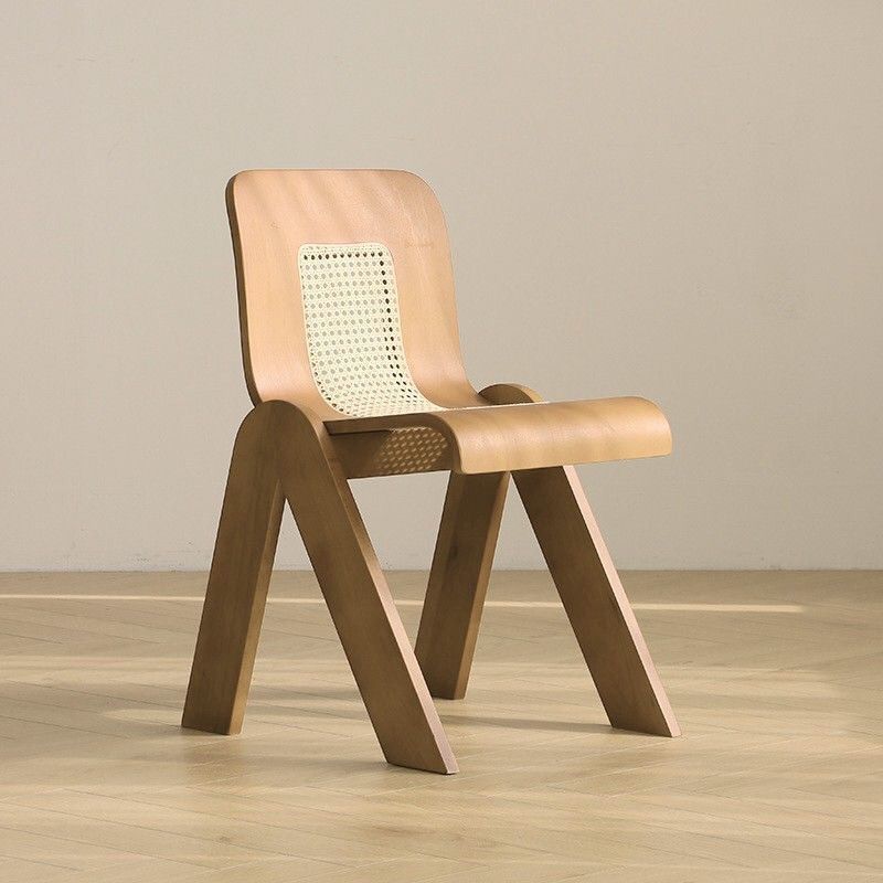 Designer Vintage Solid Wood Light Luxury Rattan Bedroom Creative French Backrest Dining Chair Nordic Style Simple_voghion.com