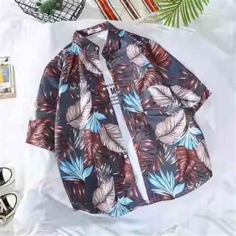 Herrenbekleidung 2024 Neues kurzärmliges Blumenhemd für Männer und Frauen Paare Lose Retro Herren Blumenhemd Stil Herrenstil_voghion.com