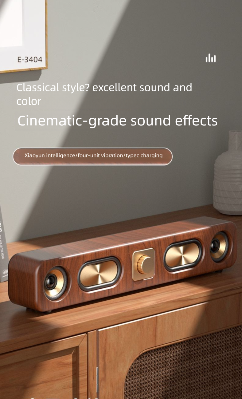 Desktop Wireless Long Strip Bluetooth With Subwoofer, Stereo Surround Sound, High Sound Quality, Card Slot Speaker_voghion.com