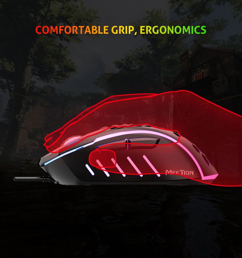 MEETION MT-GM015 Mouse da gioco professionale con superficie a nido d'ape con illuminazione a 7 colori, resistente allo sporco e robusto_voghion.com