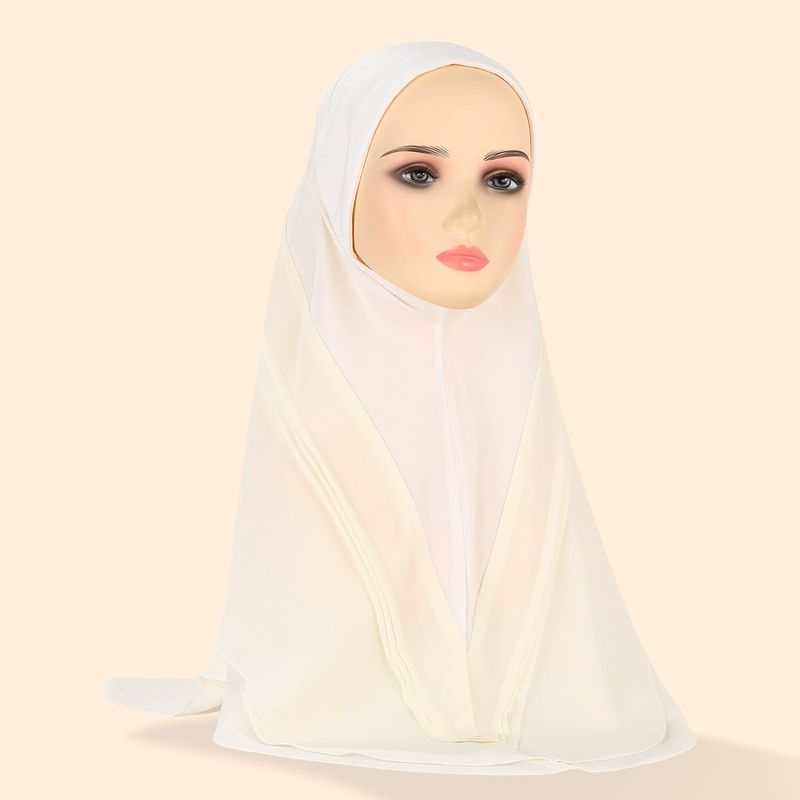 Lenço de cabeça plissado de camada dupla hijab feminino, chiffon de linho cristalino, três cores, chapéu feminino, xale confortável e respirável_voghion.com