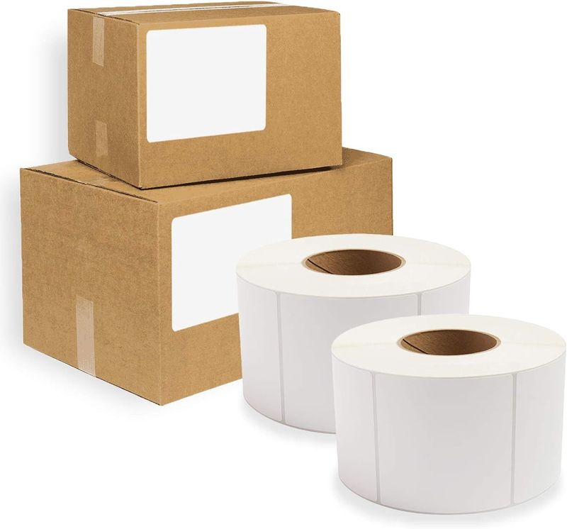 5900 Pack of White Thermal Transfer Labels 4" x 4" with 3" Core. Perforated Thermal Shipping Label. Self-Adhesive Rolls. Mailing Postage Printing Roll_voghion.com