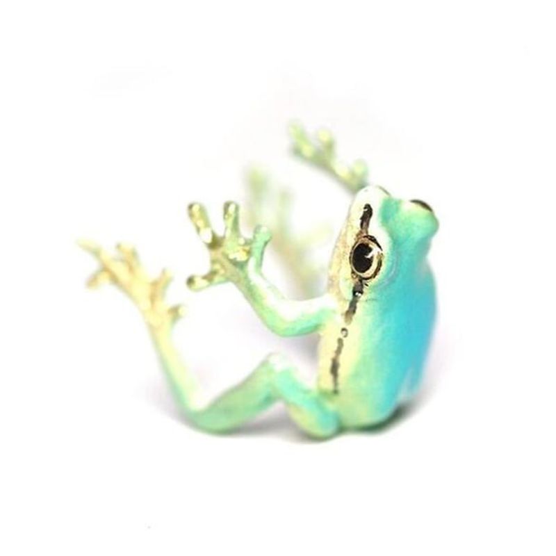 Squisito anello aperto in smalto verde a forma di rana per donna, simpatico animale, adorabile, regolabile, per feste, accessori da uomo, regali_voghion.com