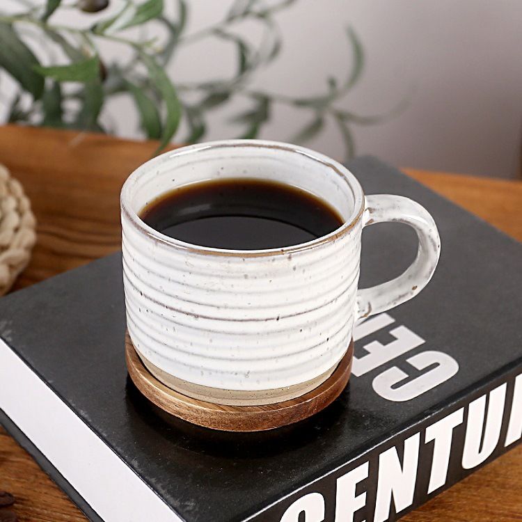 Nordisk ny kreativ kopp keramisk hjemmekontor kaffekopp høyverdig krus med lokk og skje_voghion.com
