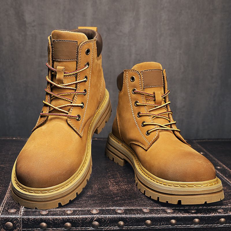 Martin Boots Men's High-top Shoes Sports Men's Casual Leather Short Boots With Leece To Keep Warm_voghion.com