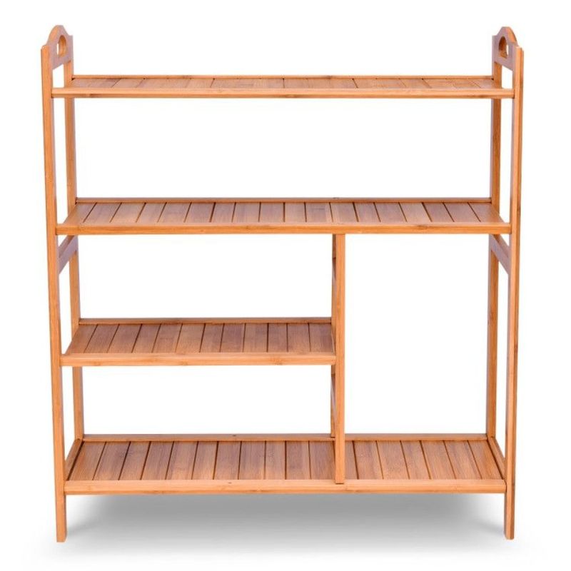 Shoe Multifunction Entryway Hallway For 4 Storage Bamboo Tiers Rack_voghion.com