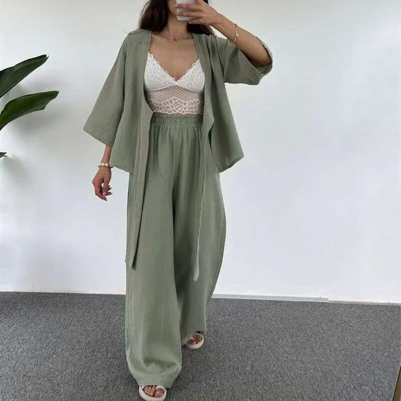 Spring New Fashionable Elegant Women's Outfit Casual Versatile Cardigan And Long Pants Two-Piece Set_voghion.com