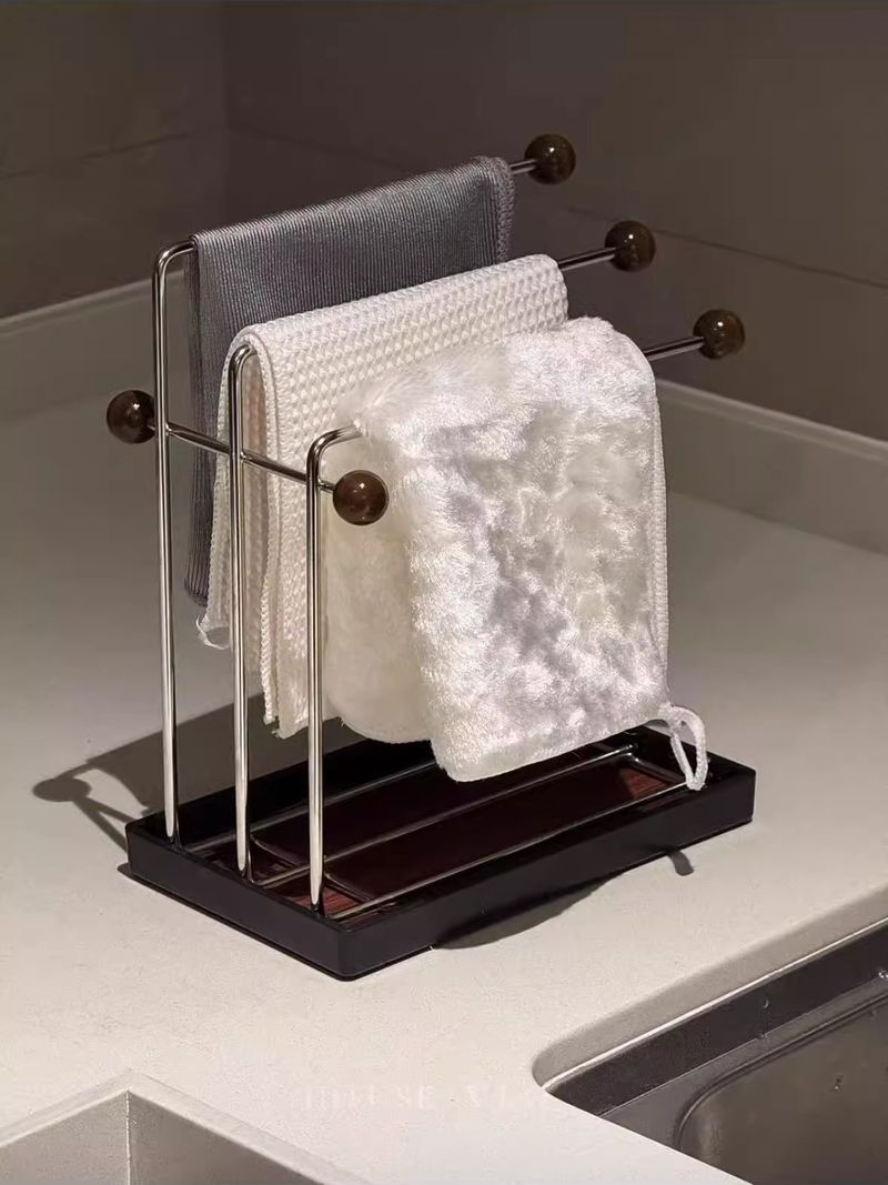 Vintage Style Cloth Drying Creative High-Value Towel Holder Kitchen Sink Countertop Household Storage Rack_voghion.com