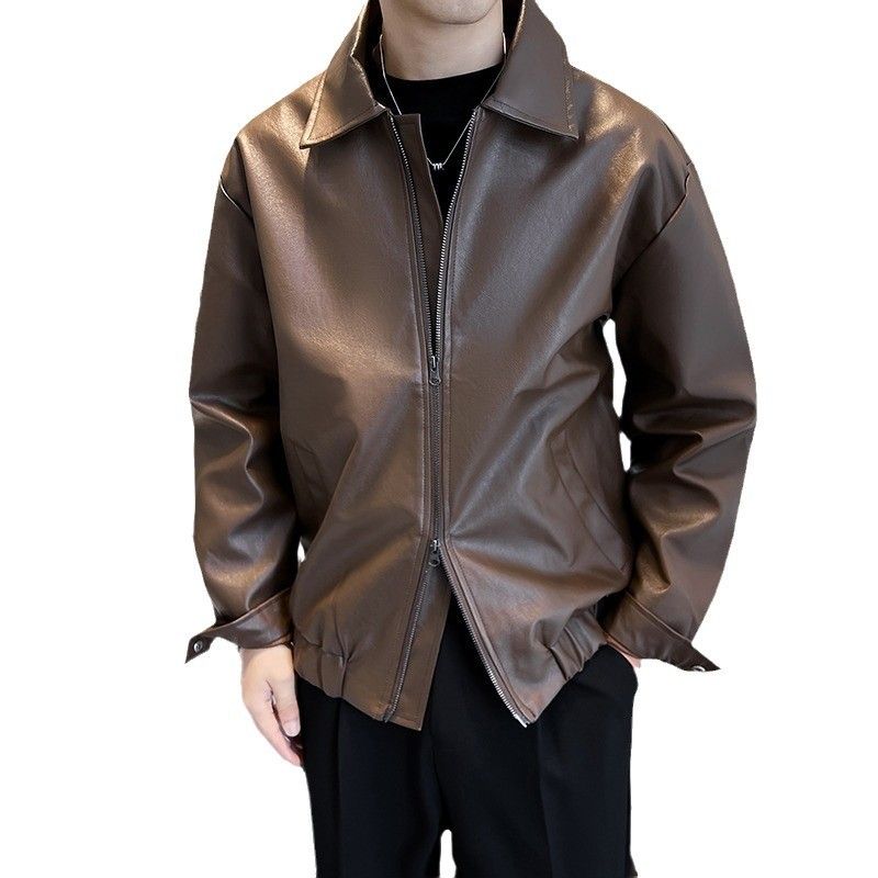 Pi Shuai High Street Style Design Pu Leather Jacket Trendy Uomo Retro Style Motorcycle Wear Giacca in pelle Autunno/Inverno Cappotto_voghion.com