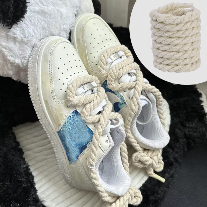 2 STK 120-160 CM Tjock bomull e Vävning Twisted Rep Fet Skosnören Dam Herr Sneakers Låg topp Canvas Skosnören Snören_voghion.com
