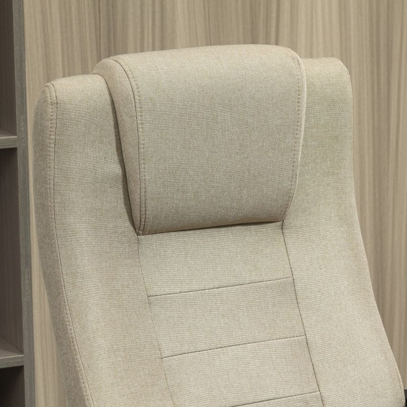 Bürostuhl In Leinenoptik, Höhenverstellbar, Wippfunktion, Beige_voghion.com