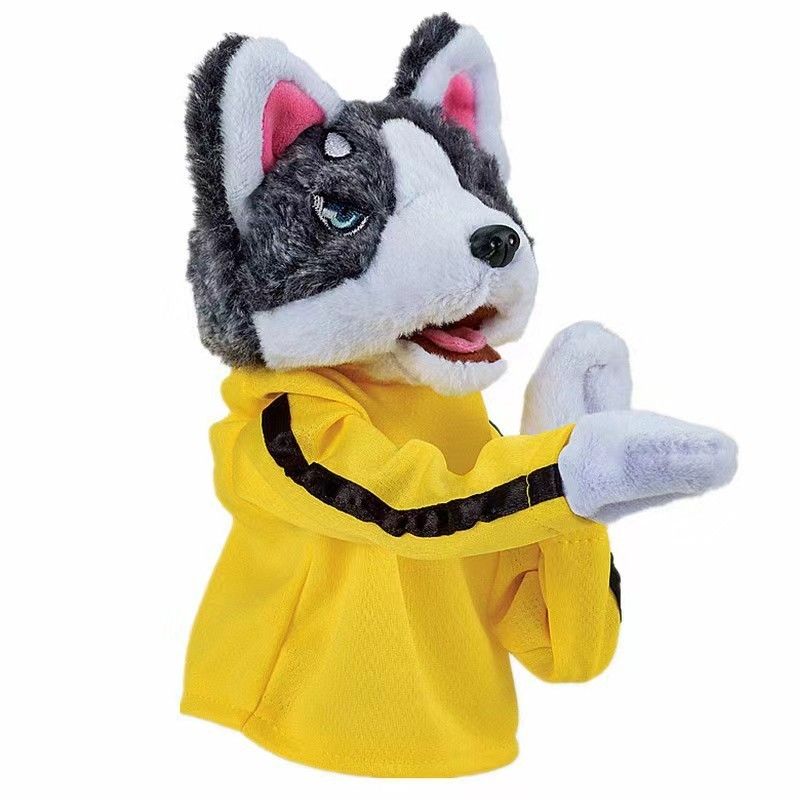 Boxing Plush Animal Dog Interactive Puppet Toy With Voice Hand Husky Puppet_voghion.com