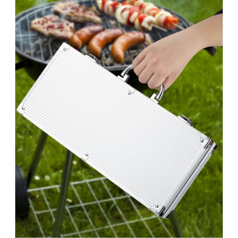 Edelstahl Aluminium Box Kombination Set Utensilien High-End Outdoor Camping BBQ Werkzeuge 24 Stück_voghion.com