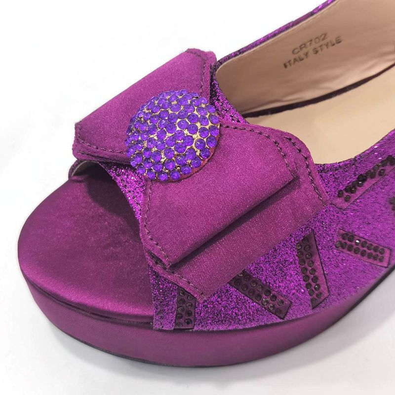 Damenschuhe Große Damenschuhe Schuhe für Geburtstagsfeiern Kleiner Keilabsatz Schuhe mit dicker Sohle und gleichem Design Clutch Bag Diamond Flower_voghion.com