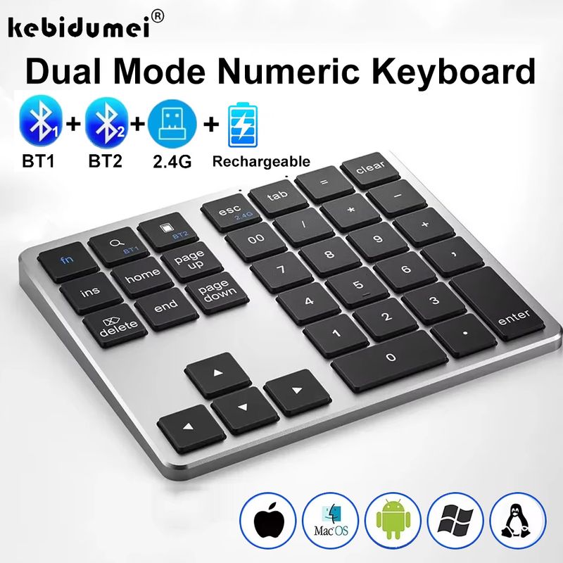 Mini Digitaal 2.chG Draadloos Numeriek Bluetooth Toetsenbord Oplaadbaar 35 Toetsen Numpad Toetsenbord Voor Android Vindu PC_voghion.com
