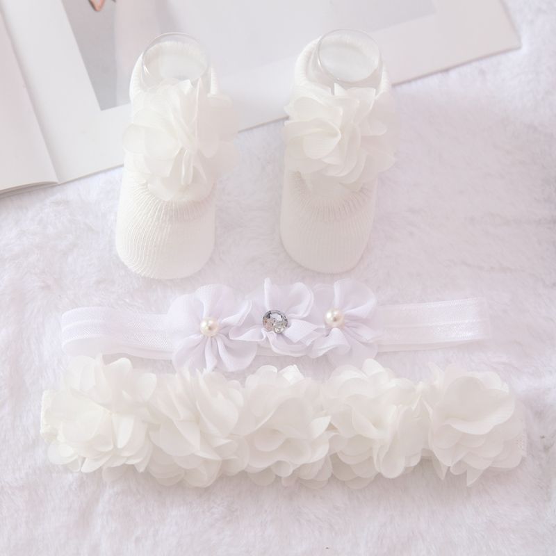 Fascia per capelli da bambina con fiori, calzini, set di fiocchi a corona, fascia per capelli per neonati, fasce per ragazze, turbante, accessori per capelli per bambini, 3 pezzi/set_voghion.com
