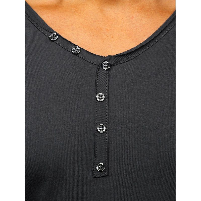 2025d 2025 Summer Short Sleeve T-Shirt V-Neck Henley Tee Men's Top_voghion.com
