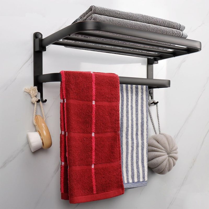 TocTen Rack Foldable Holder With Double Bars, Wall Mounted SUS304 Stainless Steel Bathroom Tower Shelf, Space-Saving_voghion.com