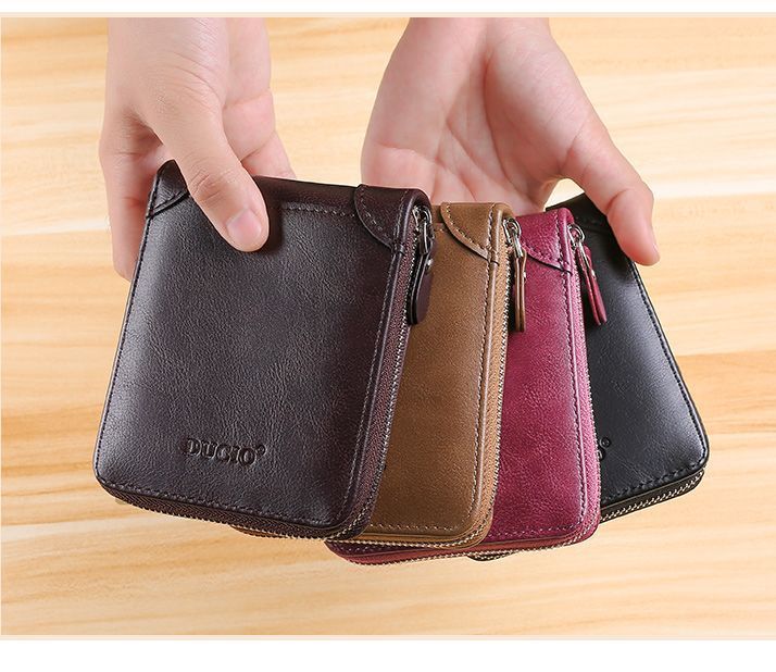 Men's Wallet Men's Zipper Short Wallet Wallet Multi-functional Korean Men's And Women's Wallet Card Bag Id Card Driver's License Set Wallet_voghion.com