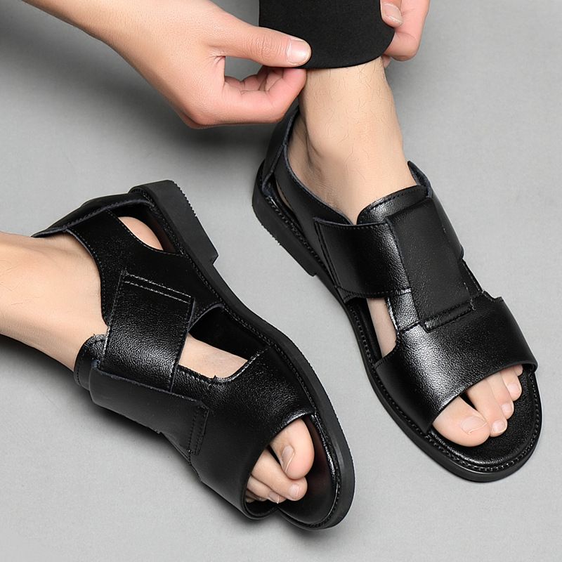 Herren Römersandalen 2025 Neue Sommer Offene Zehen Atmungsaktives Rindsleder Lässige Vietnamesische Hausschuhe Outdoor Strandschuhe Größe 47_voghion.com