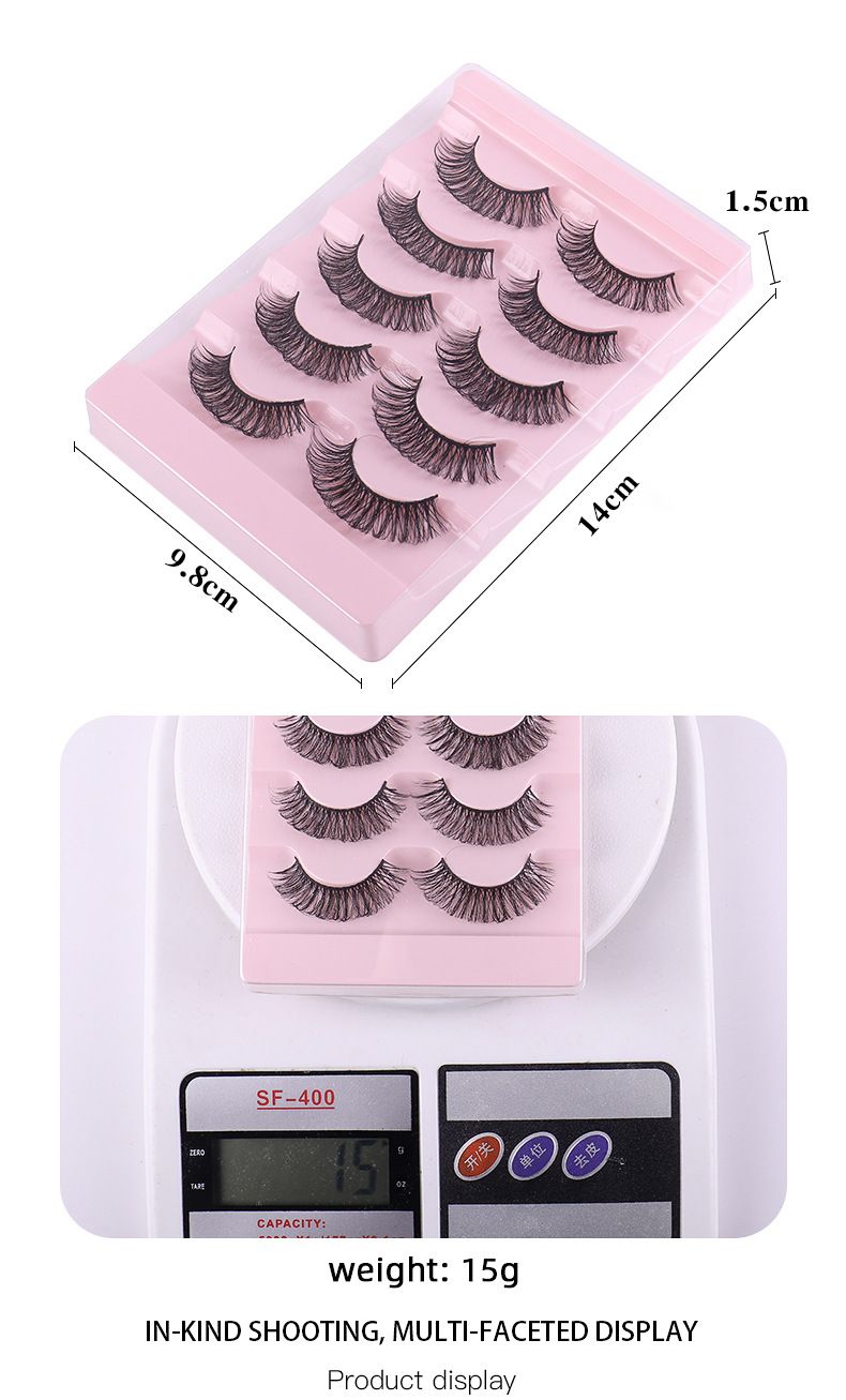 Hot-Selling 5-Pair Set Russian Curl D-Curve False Natural Dense Fluffy Curled Eyelashes_voghion.com